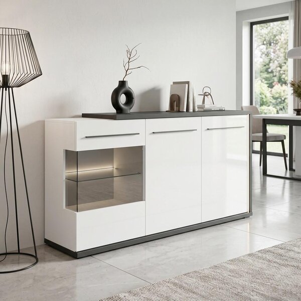 Modern Living Široka Komoda Ambiente Plus, Bela, Antracit