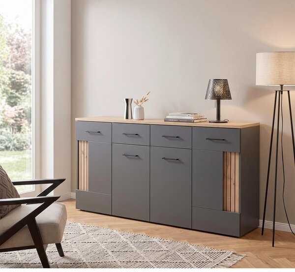 Modern Living Široka Komoda Amare, Antracit, Barva Hrasta