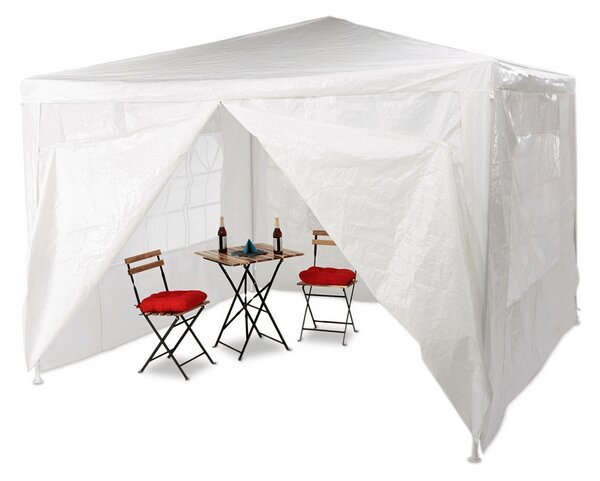 KONDELA Vrtni šotor za zabave, bel, 3 x 3 m, TEKNO TYP 1 + 4 stranice
