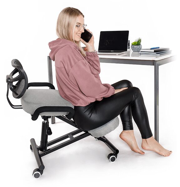 KONDELA Ergonomski klečalnik, sivo rjava/črna, RUFUS