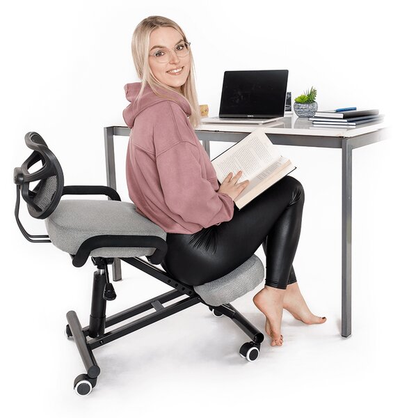 KONDELA Ergonomski klečalnik, sivo rjava/črna, RUFUS