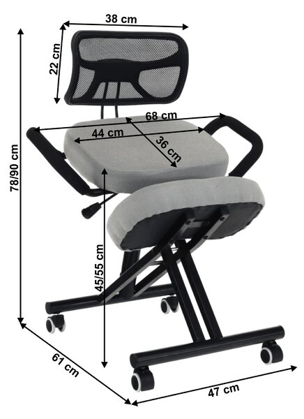 KONDELA Ergonomski klečalnik, sivo rjava/črna, RUFUS