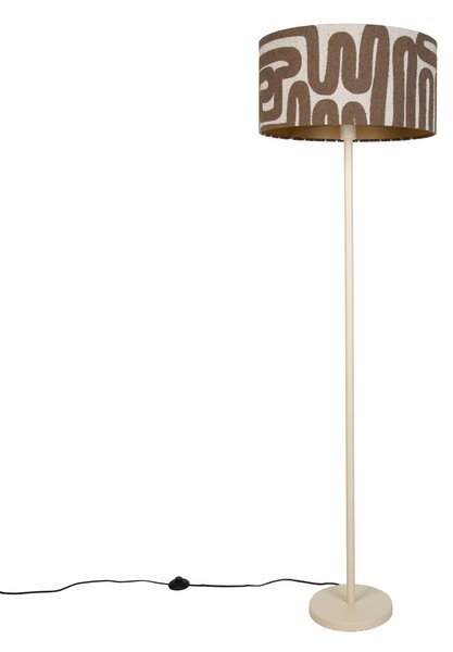 Japandi vloerlamp beige met kap bruin en beige gestreept 50cm - Simplo