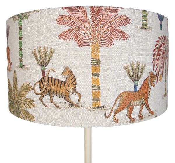 Japandi vloerlamp beige met kap multicolor en dierenprint 50cm - Simplo