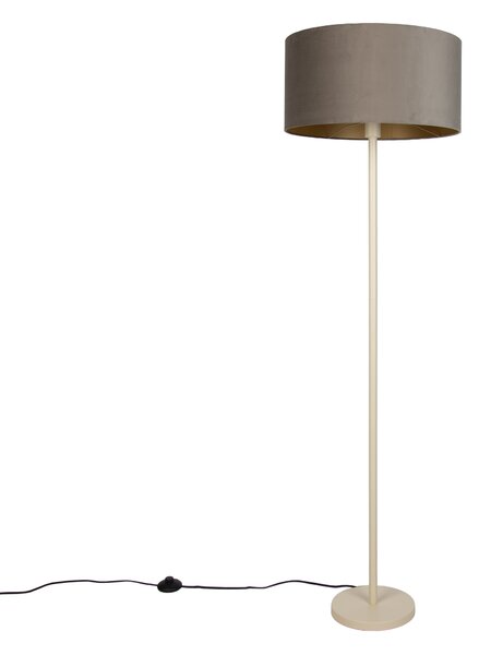 Japandi vloerlamp beige met kap taupe en gouden binnenkant 50cm - Simplo