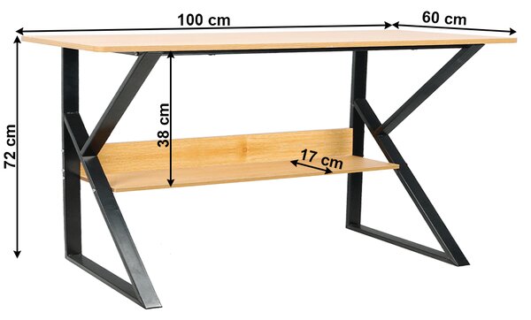 KONDELA Pisalna miza s polico, bukev/črna, TARCAL 100
