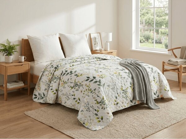 Pregrinjalo za posteljo FLORAMA belo Dimenzije: 170 x 210 cm