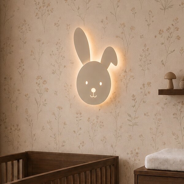 Otroška stenska svetilka bež barve z LED diodami in 3-stopenjskim zatemnjevanjem - Benny the Bunny