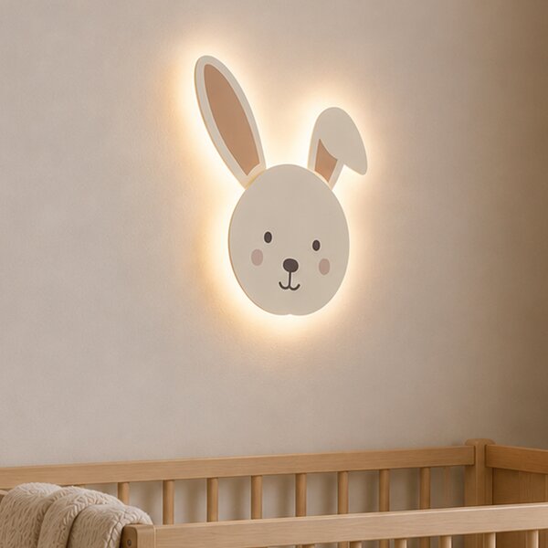 Otroška stenska svetilka bež z detajli, vklj. LED s 3-stopenjskim zatemnjevanjem - Benny the Bunny