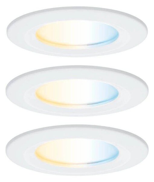 Paulmann LED vgradni reflektor Nova Coin Smart, bel, CCT, komplet 3 kosov, 7,8, zatemnjen, Bela, Dnevna soba / jedilnica, Aluminij, Sodobni, Vgreznjeni strop