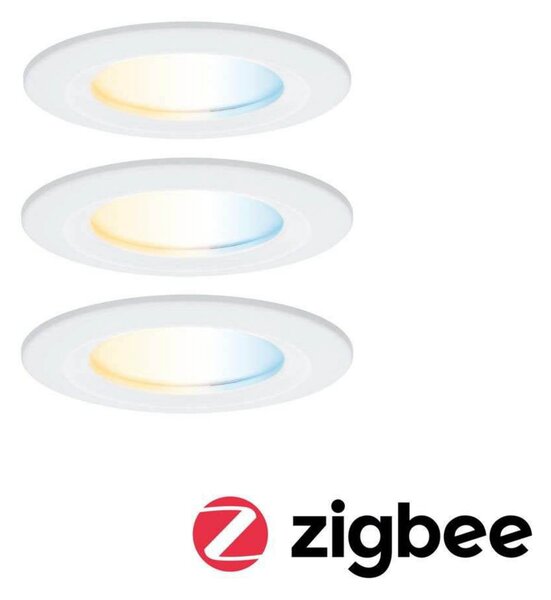Paulmann LED vgradni reflektor Nova Coin Smart, bel, CCT, komplet 3 kosov, 7,8, zatemnjen, Bela, Dnevna soba / jedilnica, Aluminij, Sodobni, Vgreznjeni strop