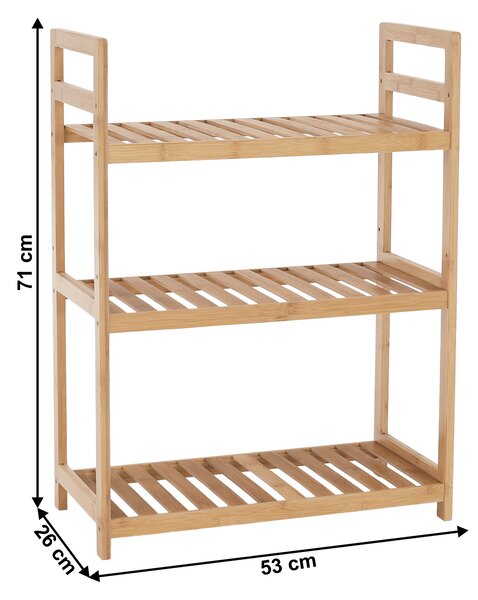 KONDELA Stojalo s 3 policami, naravni bambus, FIORE TIP 1