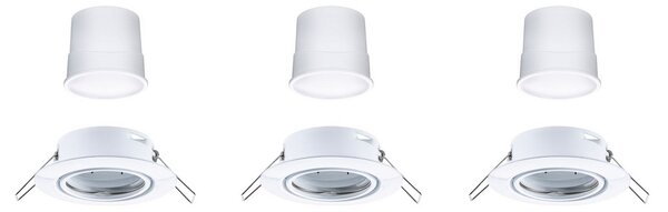 Paulmann LED vgradni reflektor Coin Base, bel, komplet 3 kosov, 3000 K, ZigBee, zatemnjen, Bela, Dnevna soba / jedilnica, Kovina, Sodobni, Vgreznjeni strop