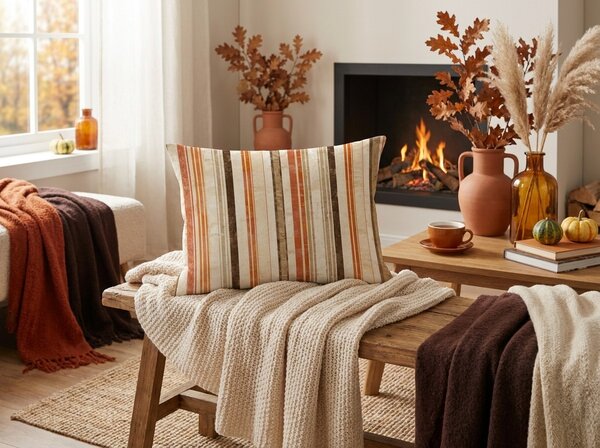 Flanelasta prevleka za blazino PUMPKINS & STRIPES 50x70 cm, barvna