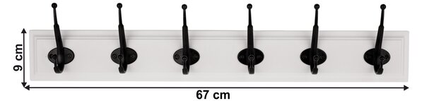 KONDELA Stenski obešalnik, bela/črna, MDF/kovina, RAMAN