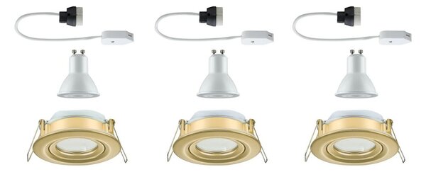 Paulmann vgradni reflektor Nova, komplet 3 kosov, zlata barva, z možnostjo, zatemnjen, Zlata / medeninasta, Kopalnica, Aluminij, Sodobni, Vgradne svetilke okrogle
