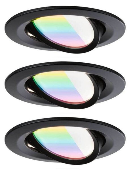 Paulmann LED-vgradna luč Nova Coin Smart, črna, RGBW, 3-delna, 8,4 cm, zatemnjen, Črna, Dnevna soba / jedilnica, Aluminij, Sodobni, Vgreznjeni strop