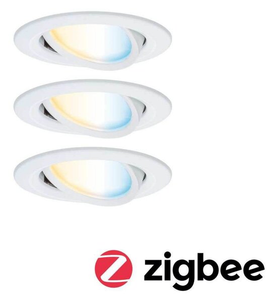 Paulmann LED vgradni reflektor Nova Coin Smart, bel, CCT, komplet 3 kosov, 8,4, zatemnjen, Bela, Dnevna soba / jedilnica, Aluminij, Sodobni, Vgreznjeni strop