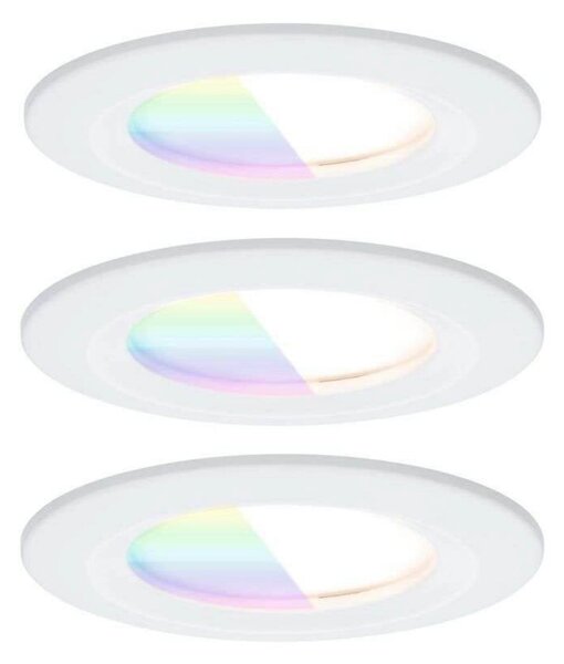 Paulmann LED vgradni reflektor Nova Coin Smart, bel, RGBW, komplet 3 kosov, 7,8, zatemnjen, Bela, Dnevna soba / jedilnica, Aluminij, Sodobni, Vgreznjeni strop