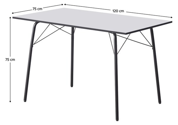 KONDELA Jedilna miza, bela/črna, 120x75x75 cm, NALAK TIP 2