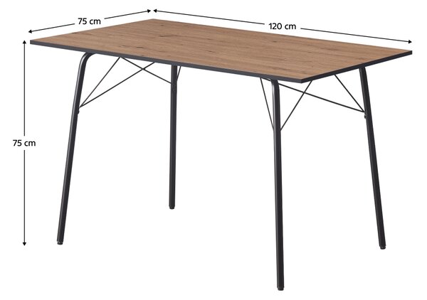 KONDELA Jedilna miza, artisan hrast/črna, 120x75x75 cm, NALAK TIP 2