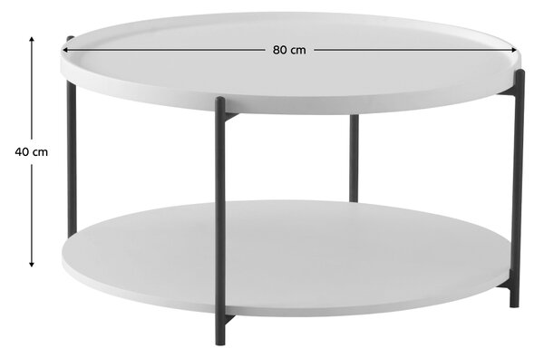 KONDELA Kljubska mizica, bela/črna, LAPIS