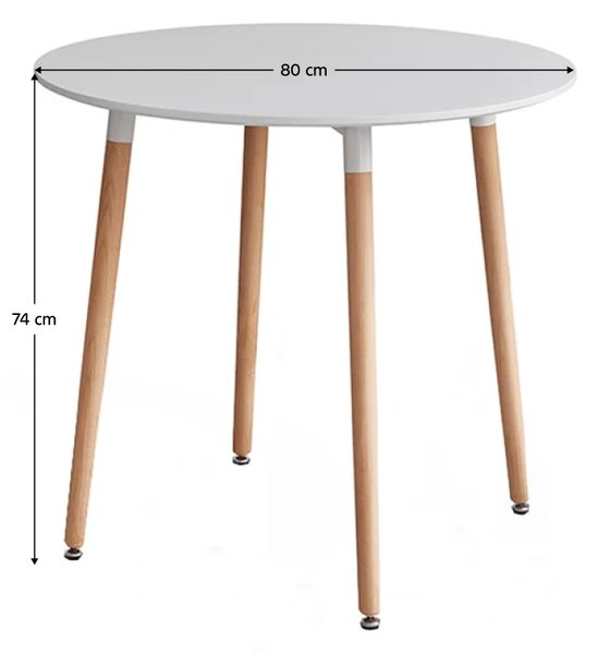 KONDELA Jedilna miza, bela/bukev, 80 cm, ELCAN NEW TYP 2