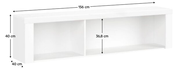 KONDELA Viseči regal 160, bela visok sijaj, LINDY