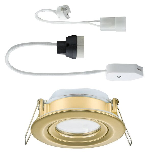 Paulmann vgradna svetilka Nova Plus, zlata, Ø 9 cm, GU5.3/GU10, IP65, zatemnjen, Zlata / medeninasta, Kopalnica, Aluminij, Sodobni, Vgreznjeni strop