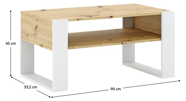 KONDELA Kavna mizica, artisan hrast/bela, CARA 1