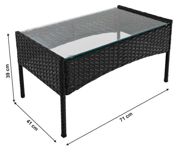 KONDELA 4-delna vrtna garnitura iz ratana, črna/bež, RATANA