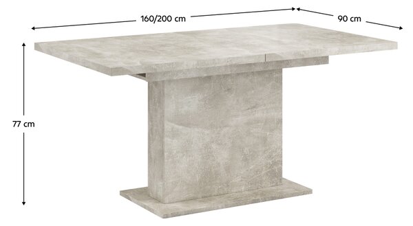 KONDELA Jedilna zložljiva miza, beton, 160-200x90 cm, BOBA
