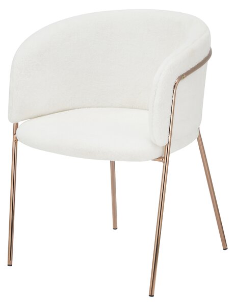 KONDELA Dizajnerski jedilni stol, bela Ivory/rose gold krom roza, ADIMAR