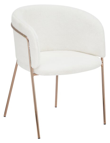 KONDELA Dizajnerski jedilni stol, bela Ivory/rose gold krom roza, ADIMAR