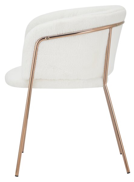 KONDELA Dizajnerski jedilni stol, bela Ivory/rose gold krom roza, ADIMAR