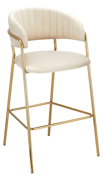 KONDELA Dizajnerski barski stol, bež tkanina Velvet/gold krom zlata, DASMIN TYP 2