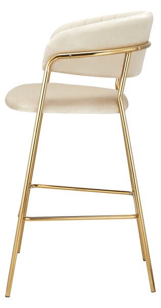 KONDELA Dizajnerski barski stol, bež tkanina Velvet/gold krom zlata, DASMIN TYP 2