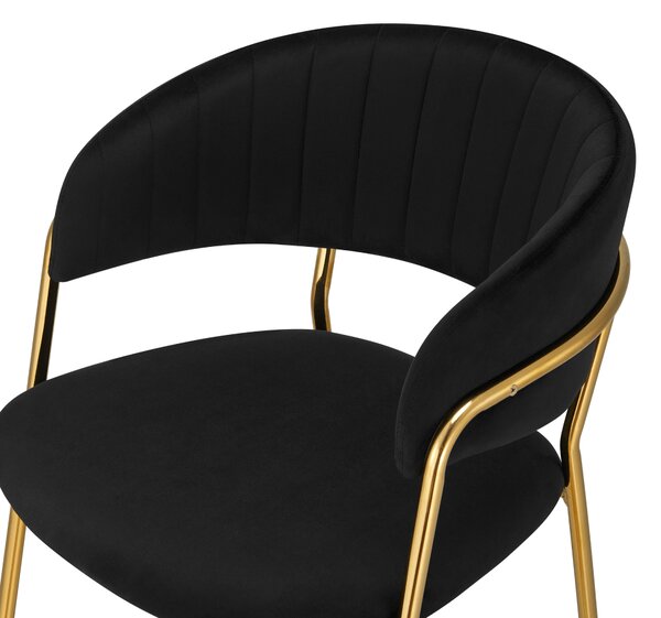 KONDELA Dizajnerski barski stol, črna tkanina Velvet/gold krom zlata, DASMIN TYP 2