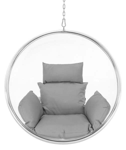 KONDELA Viseči stol, prozorna/srebrna/siva, BUBBLE NEW TIP 1