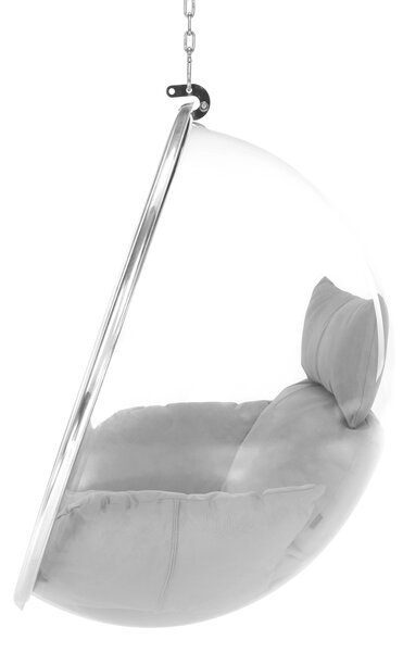 KONDELA Viseči stol, prozorna/srebrna/siva, BUBBLE NEW TIP 1