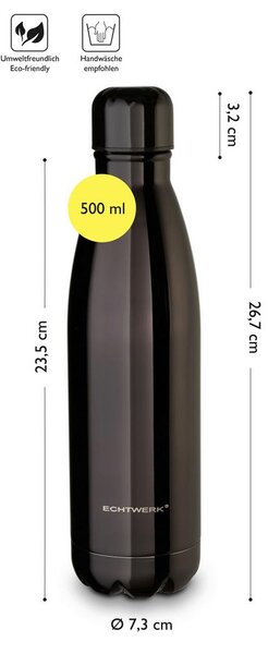 Echtwerk Izolirna Steklenica Shiny, Črna, 0,5 L