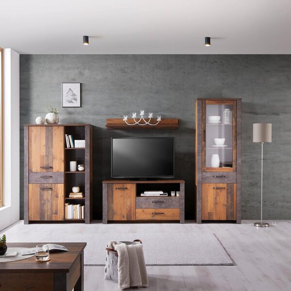 Modern Living Visoka Komoda Ontario, Barva Hrasta, Temno Siva