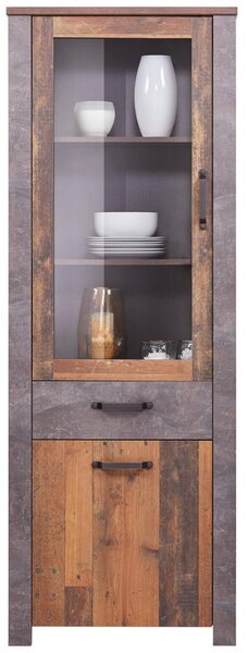 Modern Living Vitrina Ontario, Barva Hrasta, Temno Siva