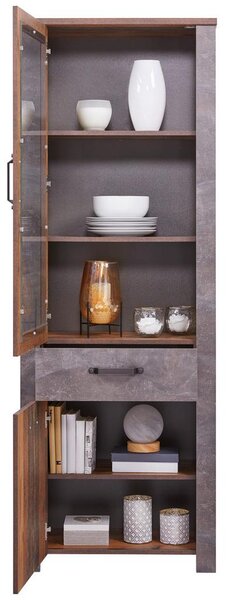 Modern Living Vitrina Ontario, Barva Hrasta, Temno Siva
