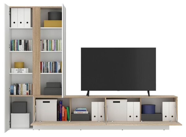 Modern Living Dnevni Regal Milazzo, Bela, Barva Hrasta