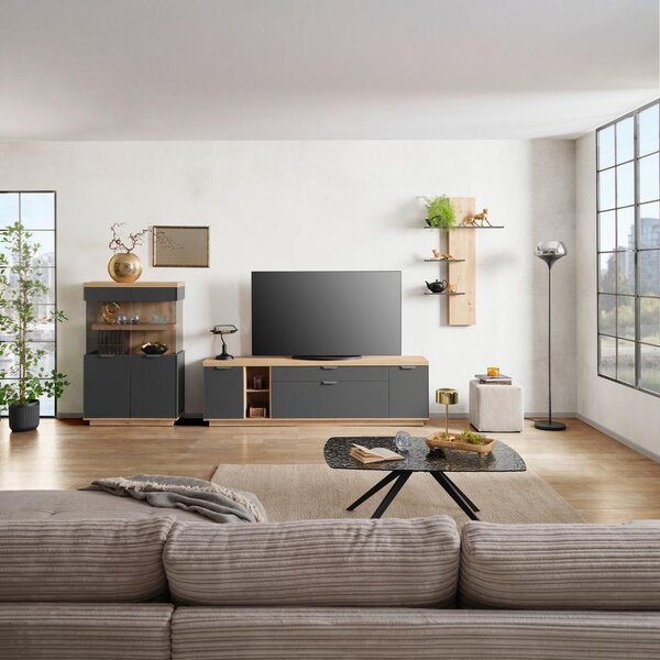 Modern Living Vitrina Jake, Antracit, Barva Hrasta