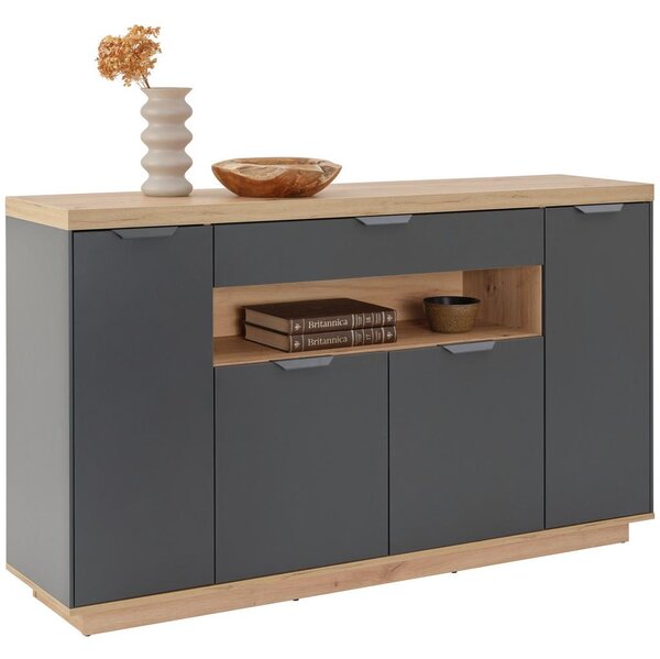 Modern Living Široka Komoda Jake, Antracit, Barva Hrasta