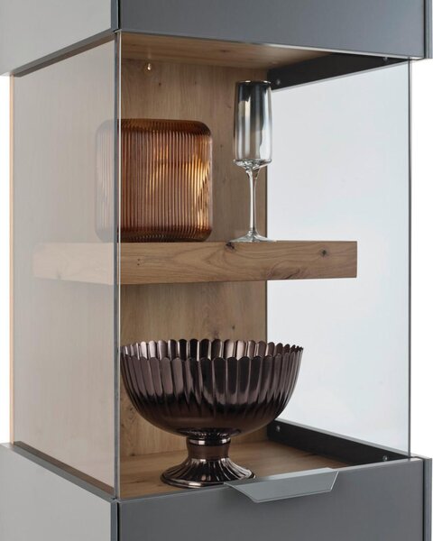 Modern Living Vitrina Jake, Antracit, Barva Hrasta