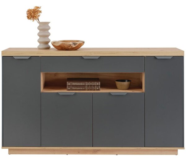 Modern Living Široka Komoda Jake, Antracit, Barva Hrasta