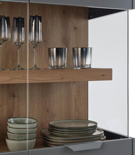 Modern Living Vitrina Jake, Antracit, Barva Hrasta